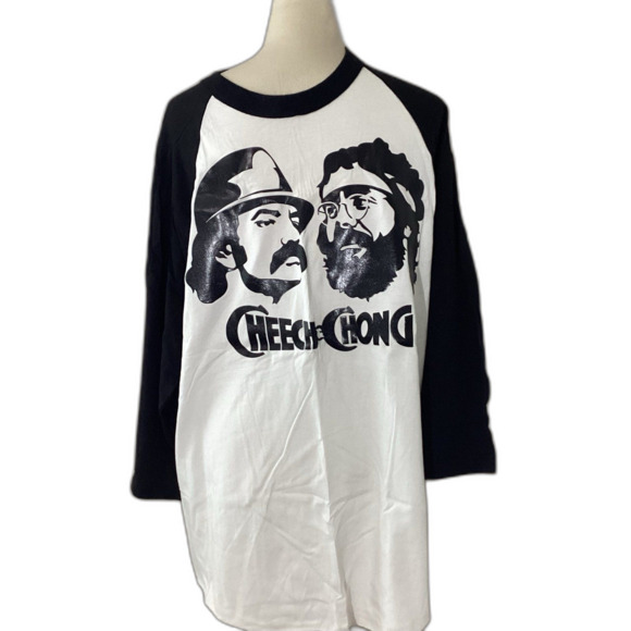 A.M.S. T-Shirt Men’s Size XL Color White Black Cheech & Chong Graphic L Sleeve - Picture 1 of 8